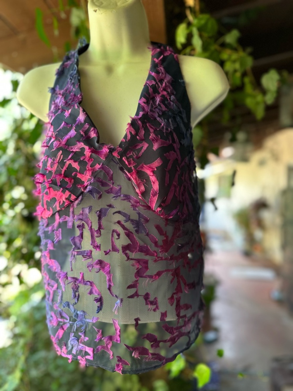 Navy Pink and Purple Sheer Halter Camisoley Y2K style